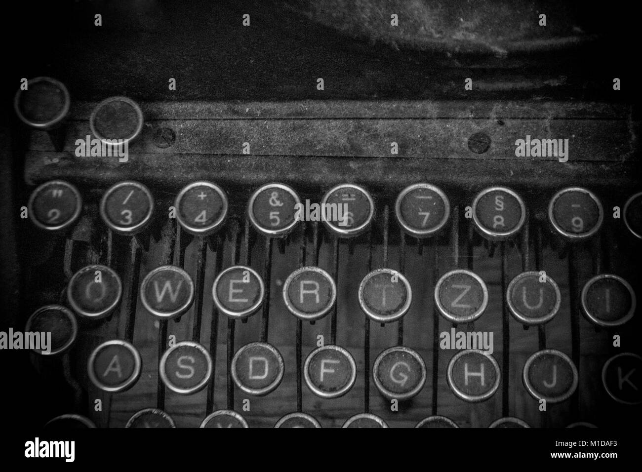 Un détail d'une vieille machine à écrire rétro, Banque D'Images