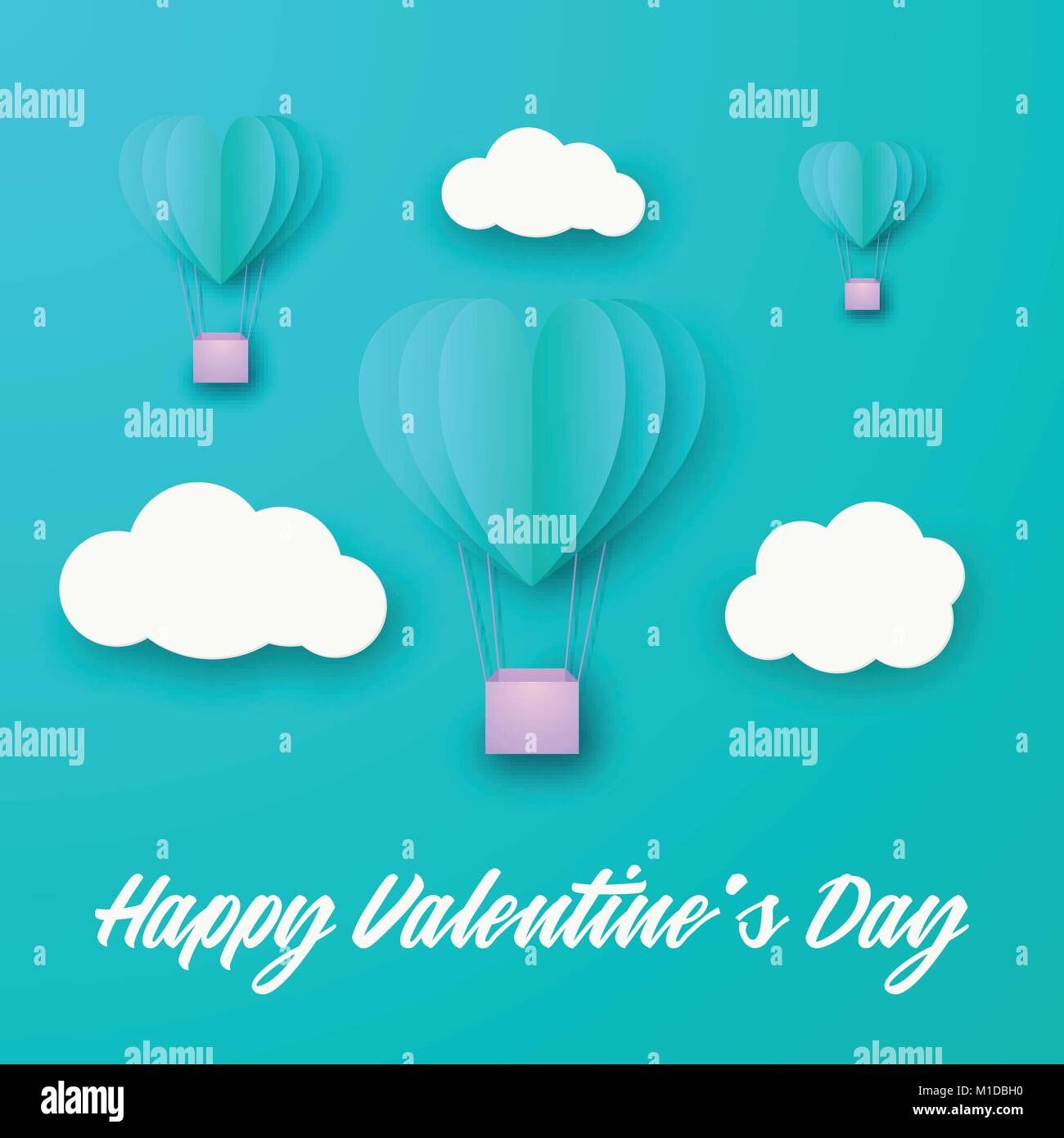 Carte d'invitation d'amour Saint Valentin coeur ballon Illustration de Vecteur
