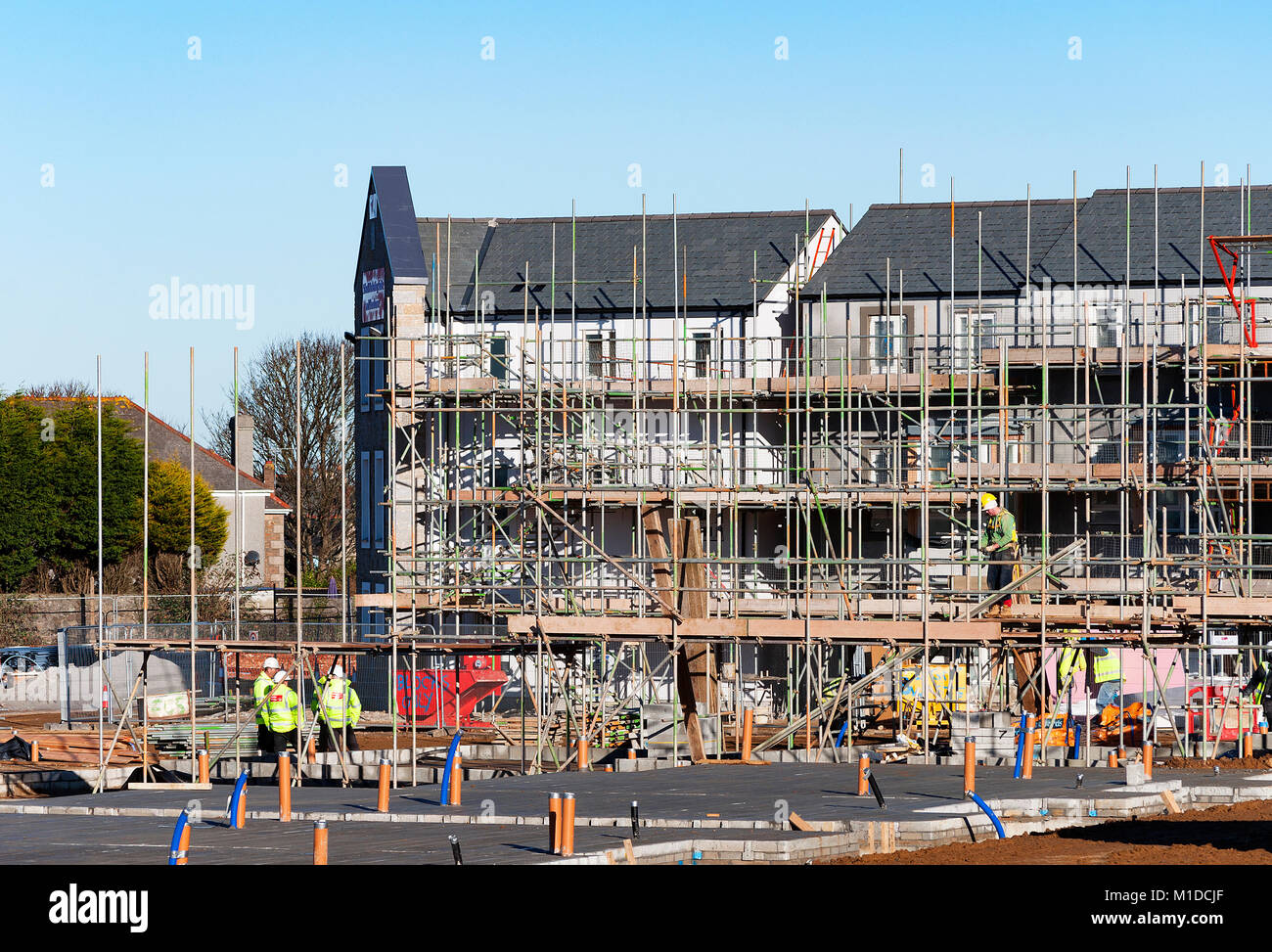 Le programme de logement abordable en construction à Redruth, Cornwall, Angleterre, Grande-Bretagne, Royaume-Uni. Banque D'Images