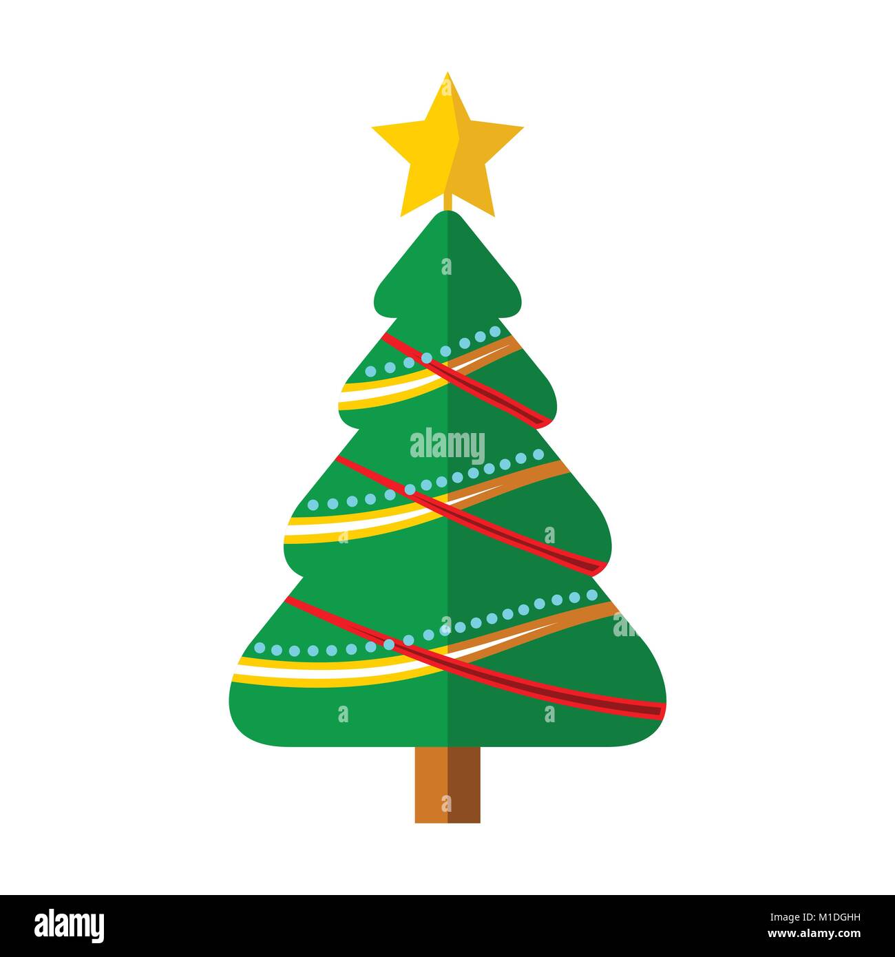 Arbre de Noël décoré Illustration graphique de vecteur Rubans Design Symbole signe Image 
