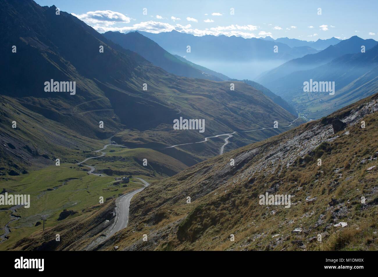 Vue depuis le Col de Tourmalet, Pyrénées françaises Banque D'Images