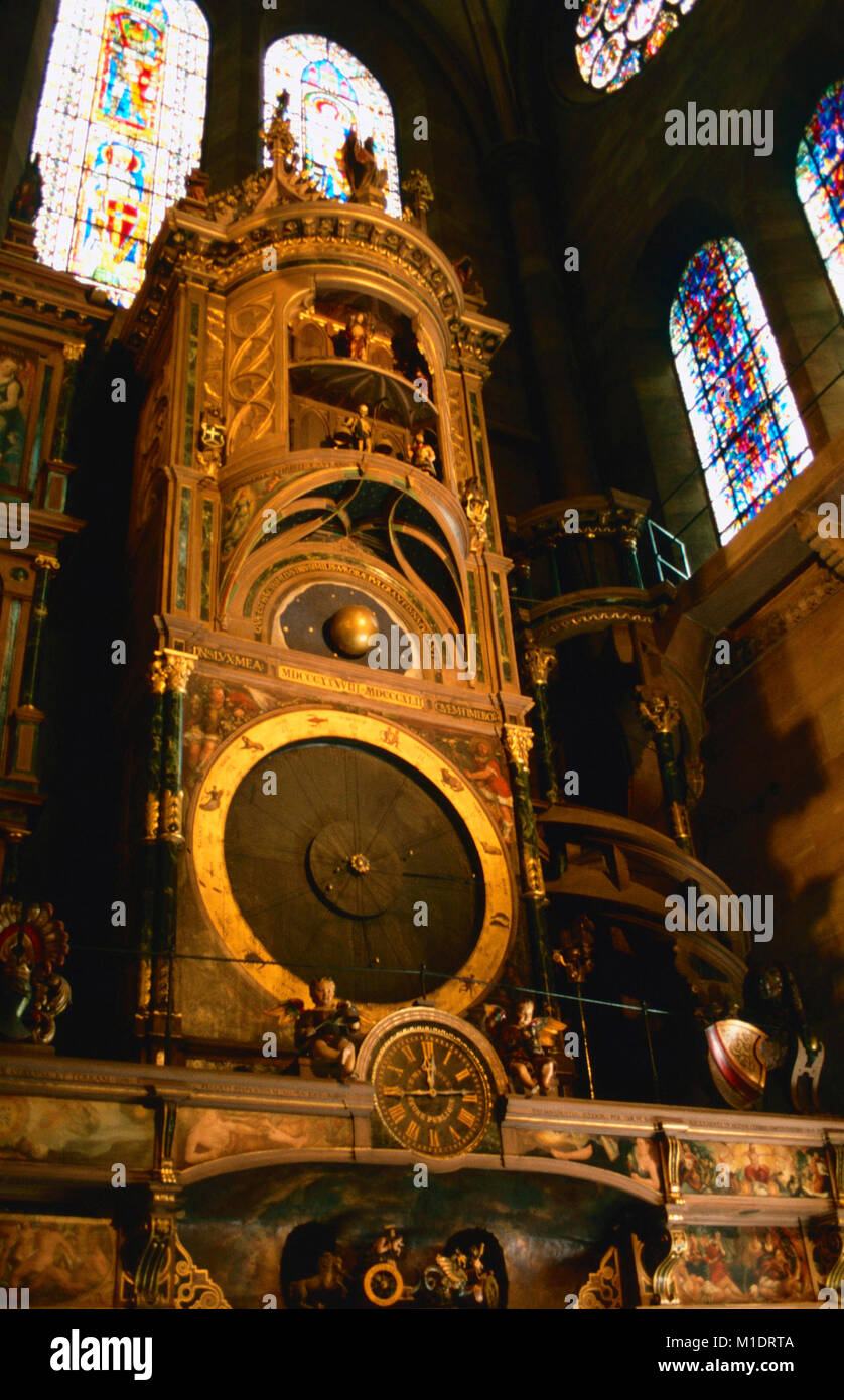 Horloge astronomique,Cathédrale Notre-Dame de Strasbourg, France Banque D'Images
