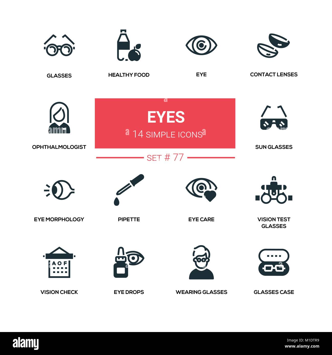 Yeux - silhouette design icons set Illustration de Vecteur