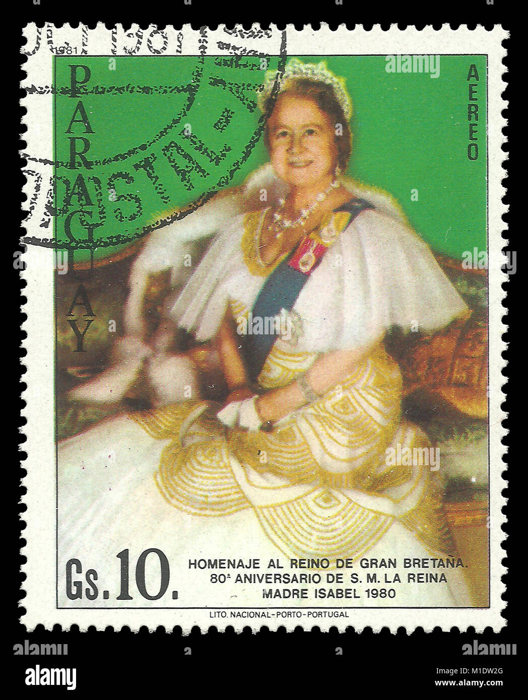 Paraguay - timbres en 1981 : Couleur edition sur les chefs d'État, montre la reine mère Elizabeth Banque D'Images