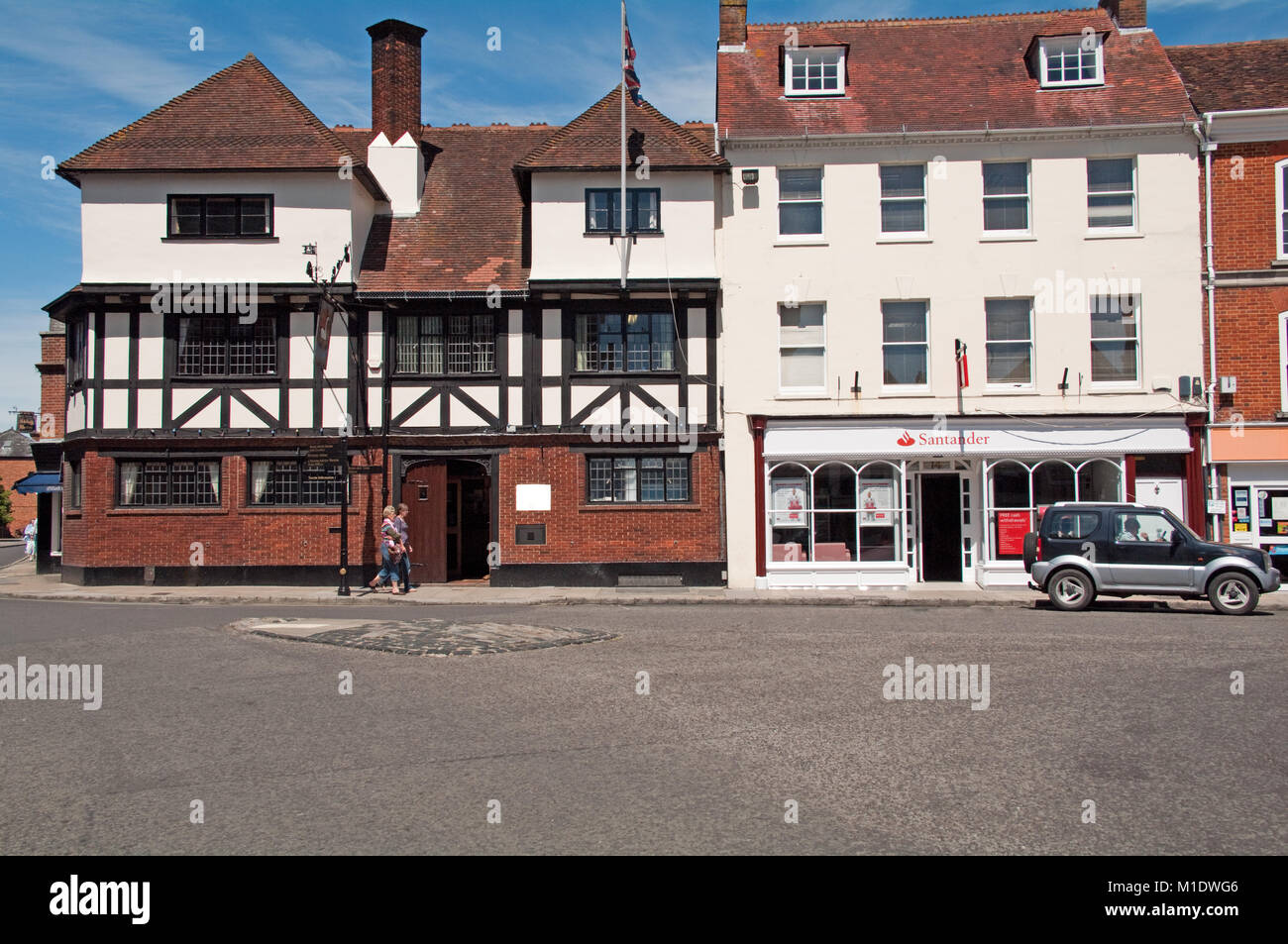 Romsey, Abbey Hotel,Cadre en bois Bâtiment, Hampshire, Angleterre, Banque D'Images