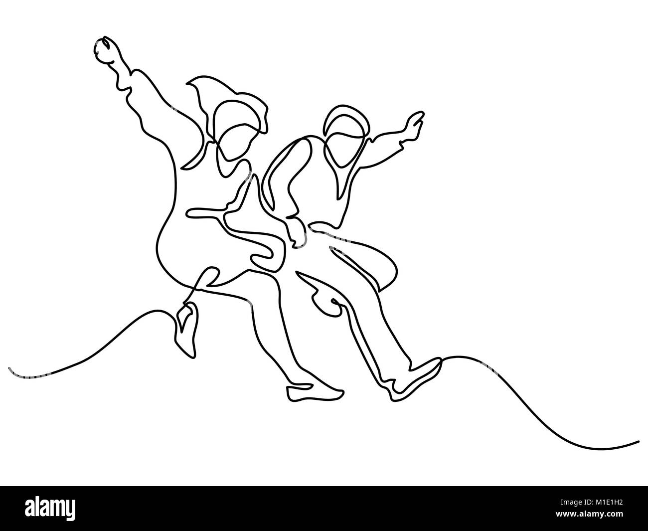 Heureux couple jumping Illustration de Vecteur