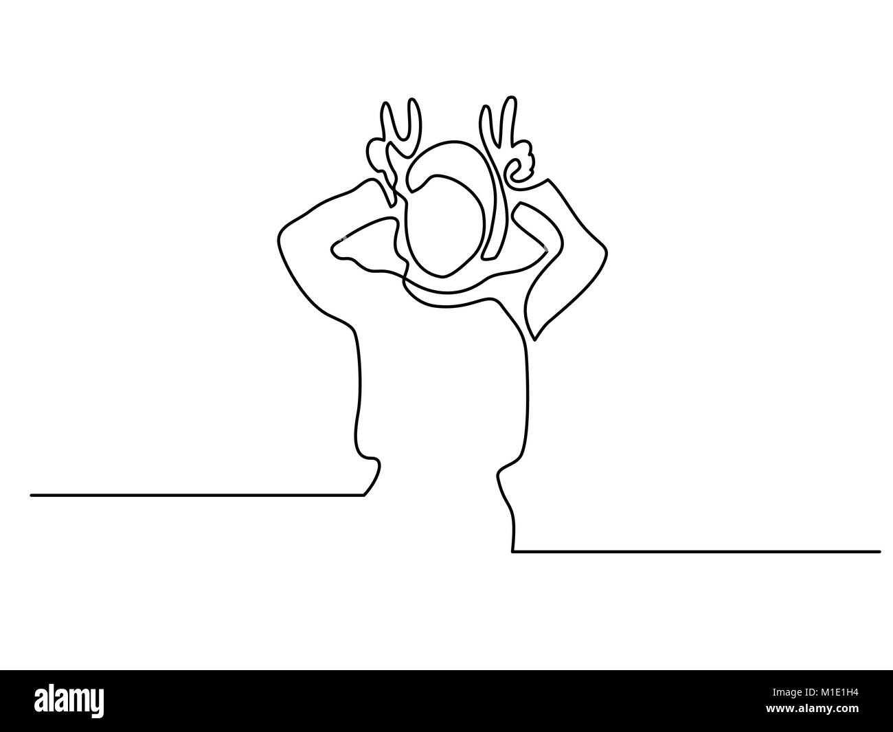 Femme montrant geste cornes Illustration de Vecteur