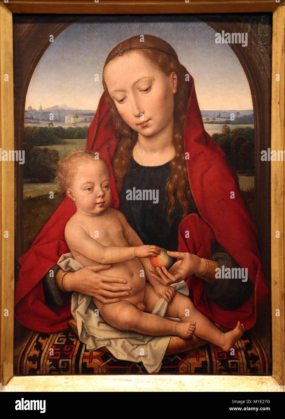 Vierge à l'enfant. Peint par Hans Memling (1430-1494). Huile sur panneau. Peint (1480-1490). Museu de Arte Antiga. Lisbonne. Banque D'Images