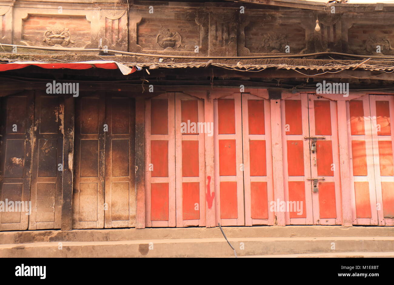 L'architecture historique old house Katmandou Népal Banque D'Images