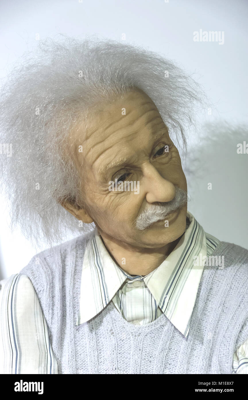 Statue de cire d'Albert Einstein à la Musée de Cire de Cracovie - Cracovie, Pologne. Banque D'Images