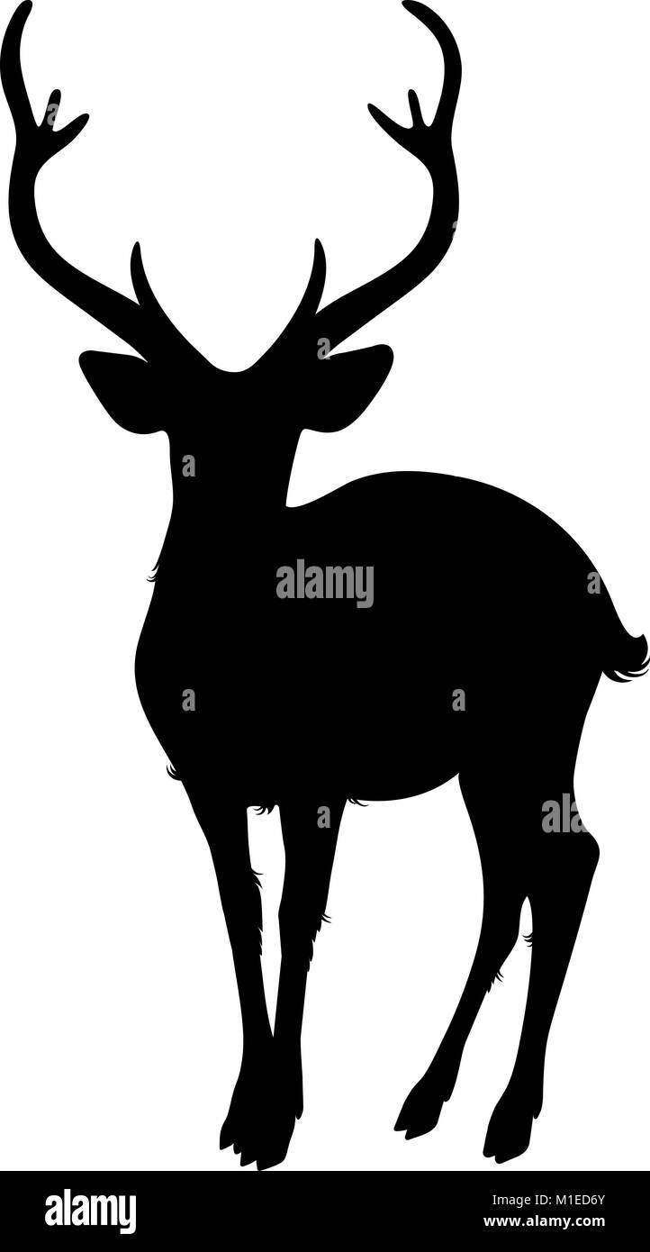 Deer silhouette sur un fond blanc Illustration de Vecteur