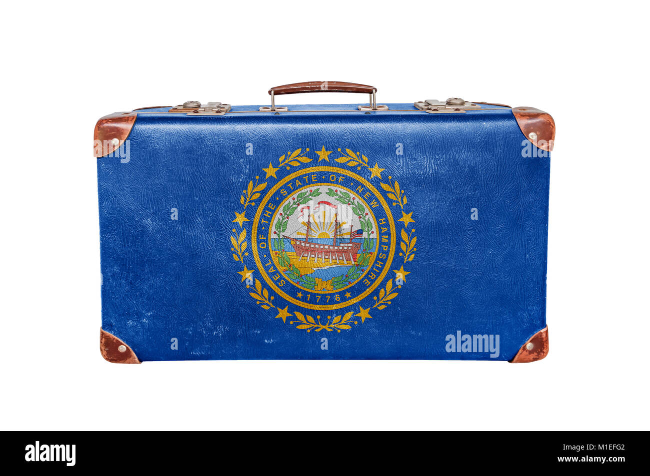 Vintage suitcase avec États-Unis New Hampshire flag Banque D'Images