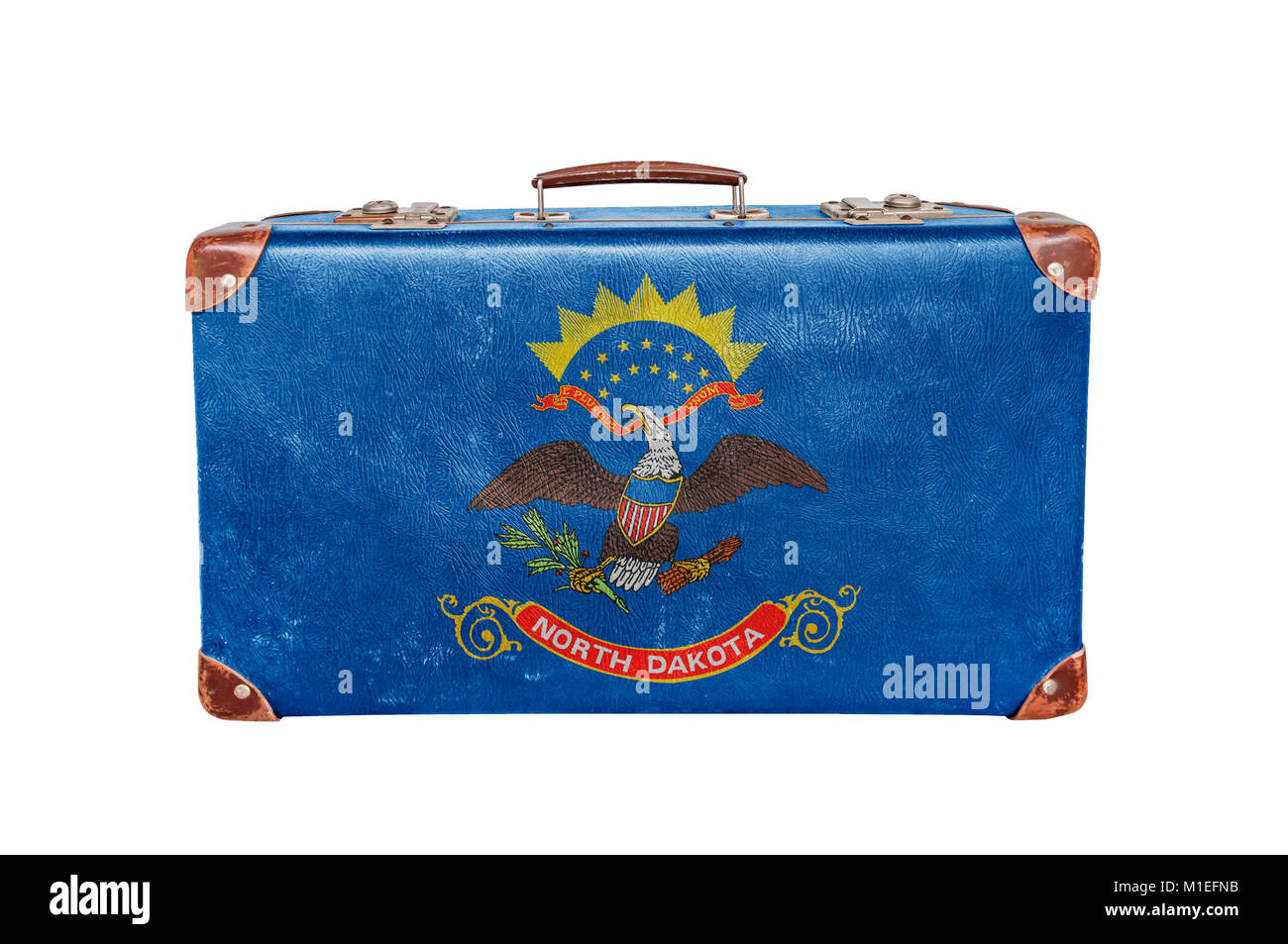 Vintage suitcase avec drapeau Dakota du Nord, États-Unis Banque D'Images