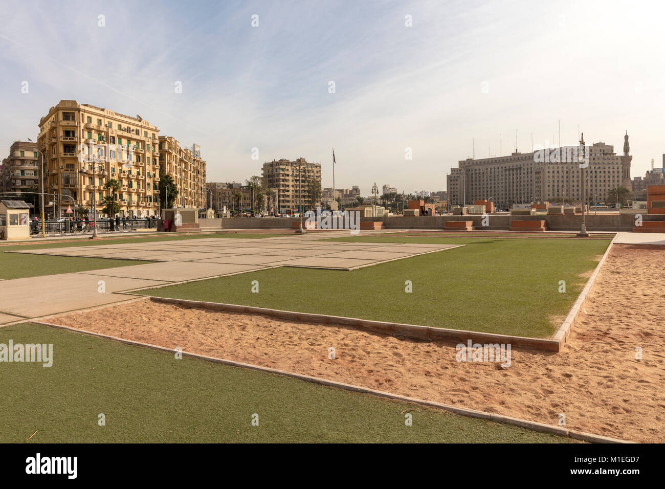 La place Tahrir, lieu de manifestations du printemps arabe dans le centre du Caire, Egypte Banque D'Images