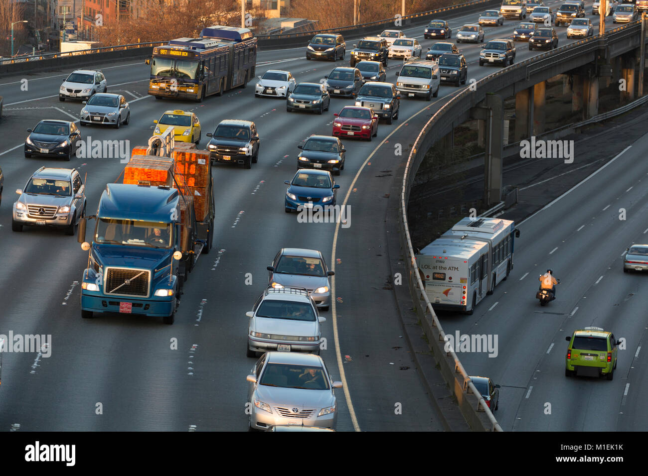 United States, Washington. Seattle, l'Interstate 5 Banque D'Images