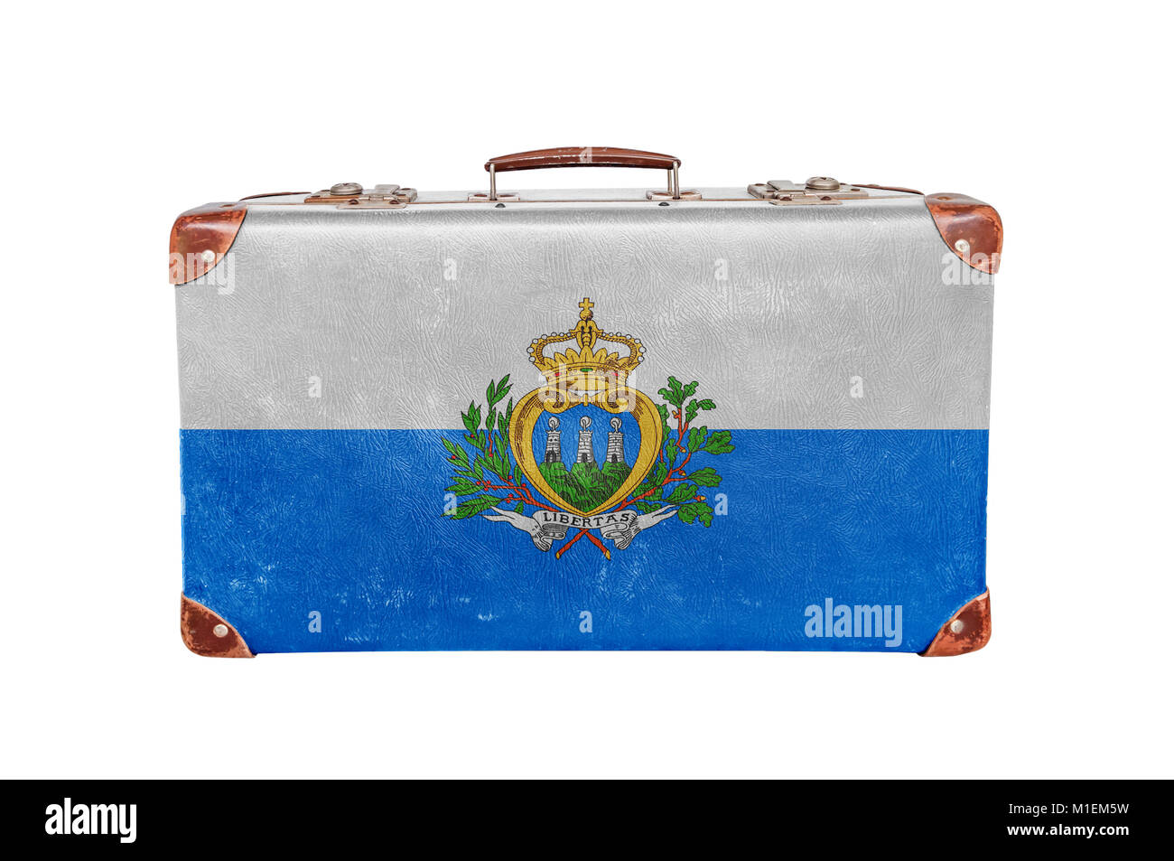 Vintage suitcase avec drapeau Saint-marin Banque D'Images