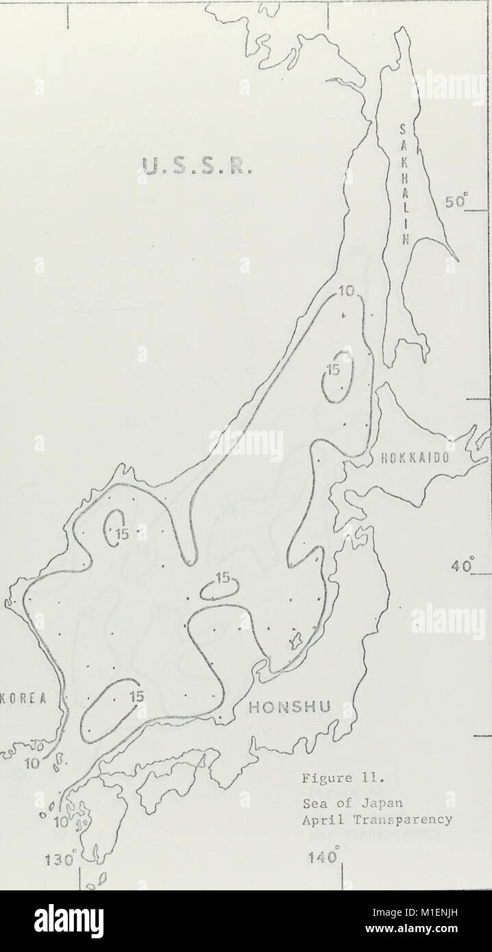 Cet atlas 1970 présente des données sur la transparence de l'eau océanique en utilisant des mesures de disque Secchi et des codes de couleur Forel-Ule, fournissant une référence complète pour comprendre la qualité et la transparence de l'eau océanique dans le monde entier. Banque D'Images