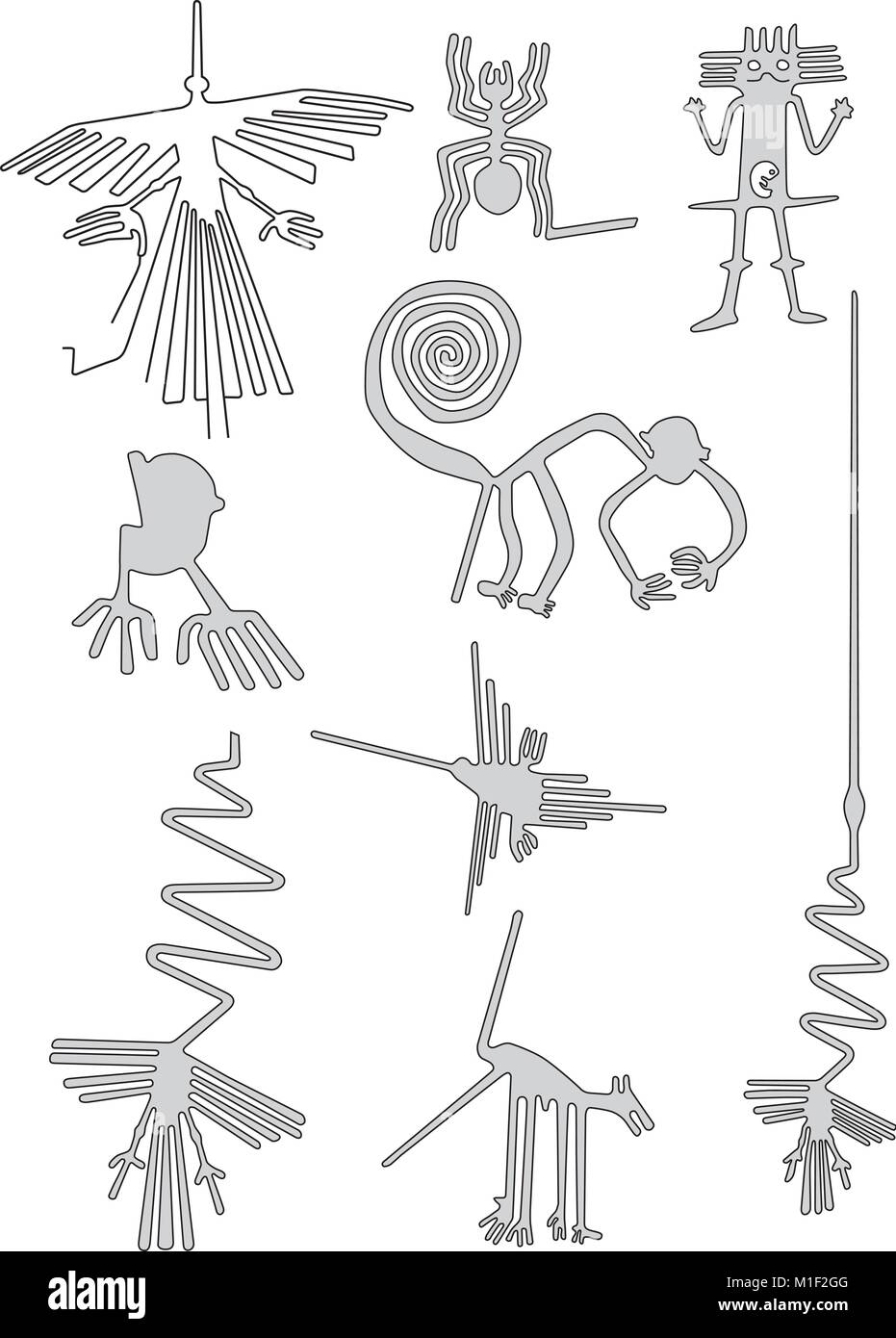 Lignes de Nazca de désert de Nazca au Pérou.eps Illustration de Vecteur
