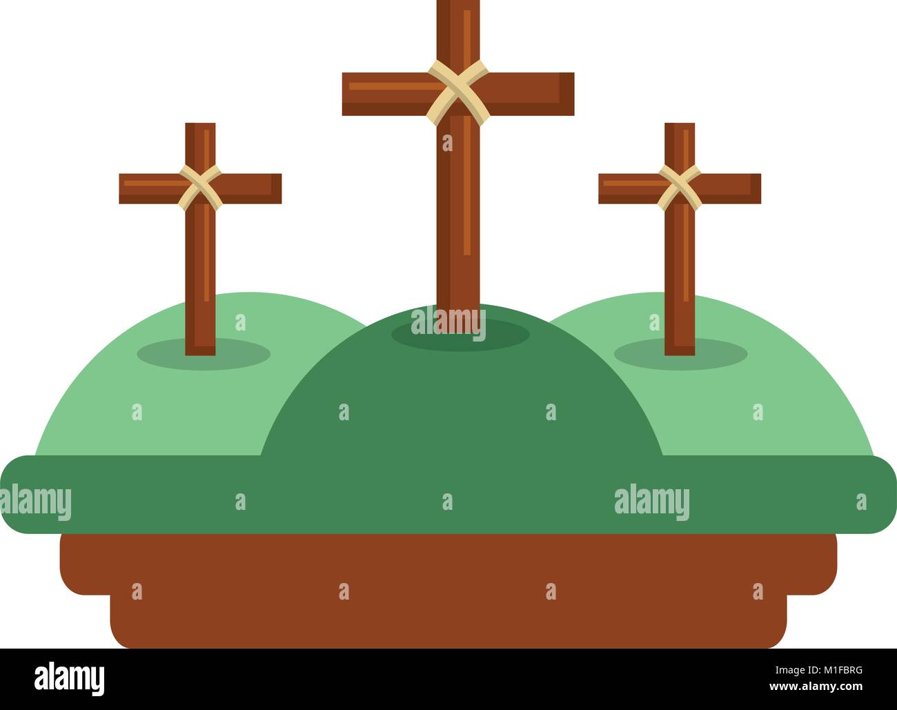 Trois croix dans la scène religieuse de montagne Illustration de Vecteur