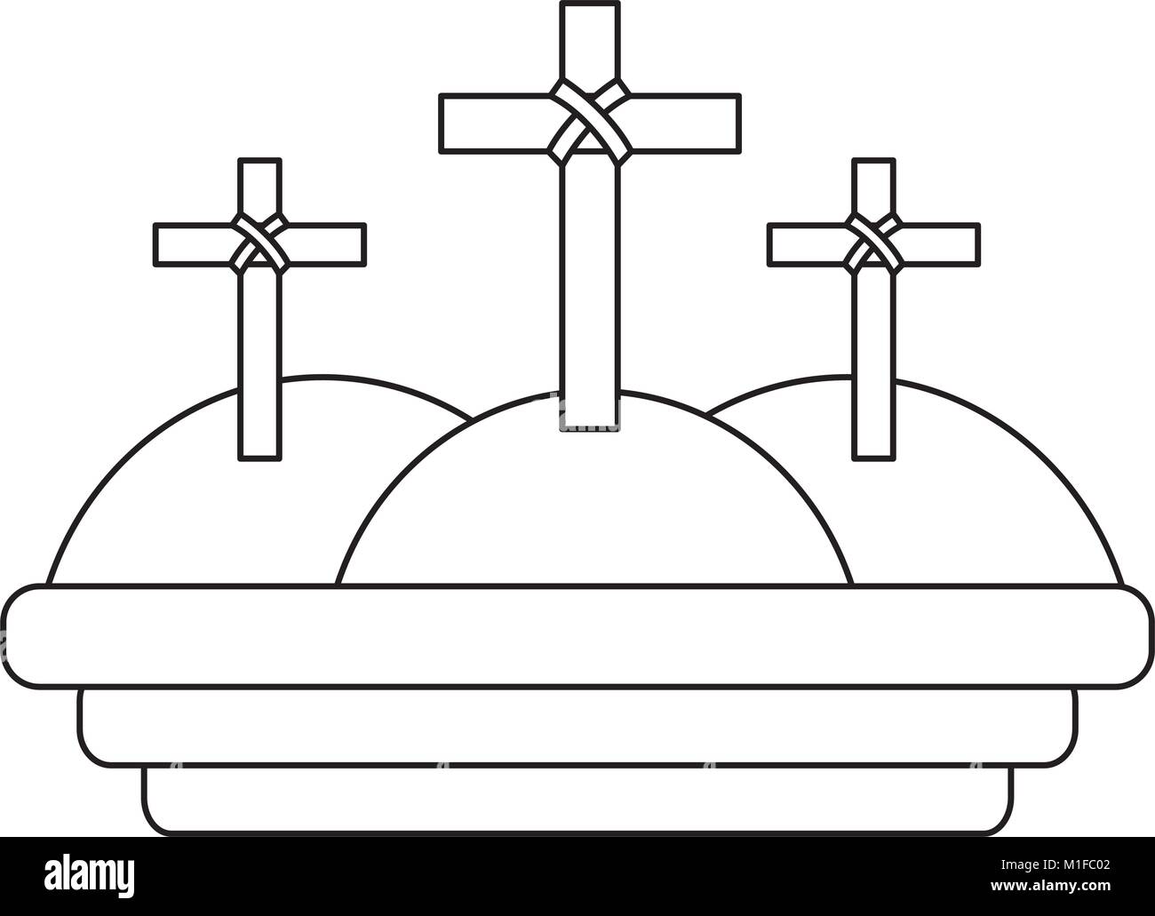 Trois croix dans la scène religieuse de montagne Illustration de Vecteur