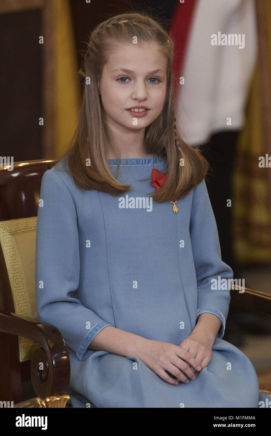 Madrid, Espagne. 30Th Jan, 2018. La princesse Leonor assister à l'exécution de l'ordre de la Toison d'or à Zarzuela Palace le 30 janvier 2017 à Madrid Crédit : Jack Abuin/ZUMA/Alamy Fil Live News Banque D'Images