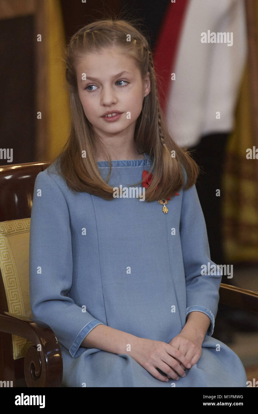 Madrid, Espagne. 30Th Jan, 2018. La princesse Leonor assister à l'exécution de l'ordre de la Toison d'or à Zarzuela Palace le 30 janvier 2017 à Madrid Crédit : Jack Abuin/ZUMA/Alamy Fil Live News Banque D'Images