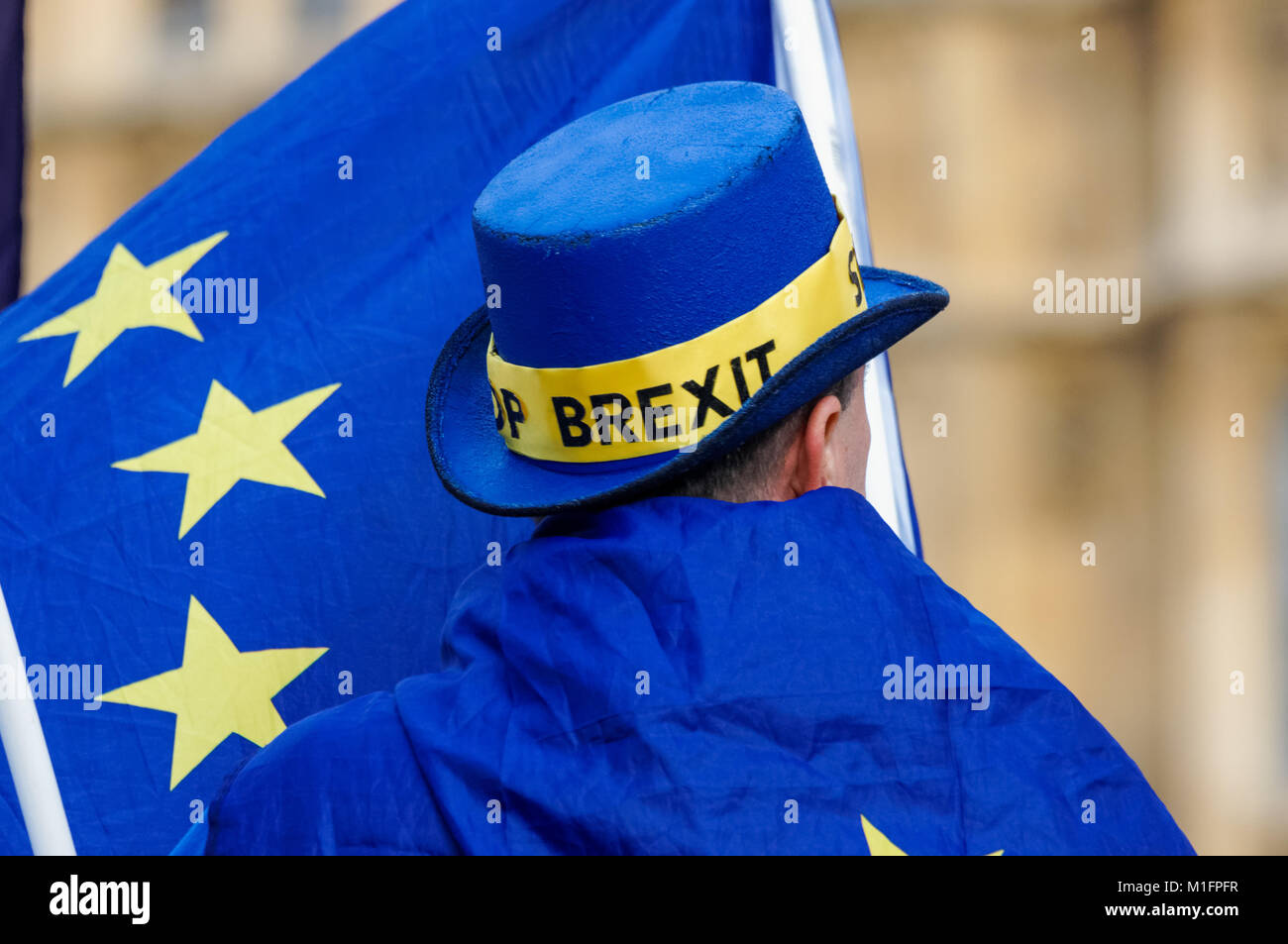 Anti-Brexit protestataire démontre devant les Maisons du Parlement à Londres, Angleterre, Royaume-Uni, UK Banque D'Images