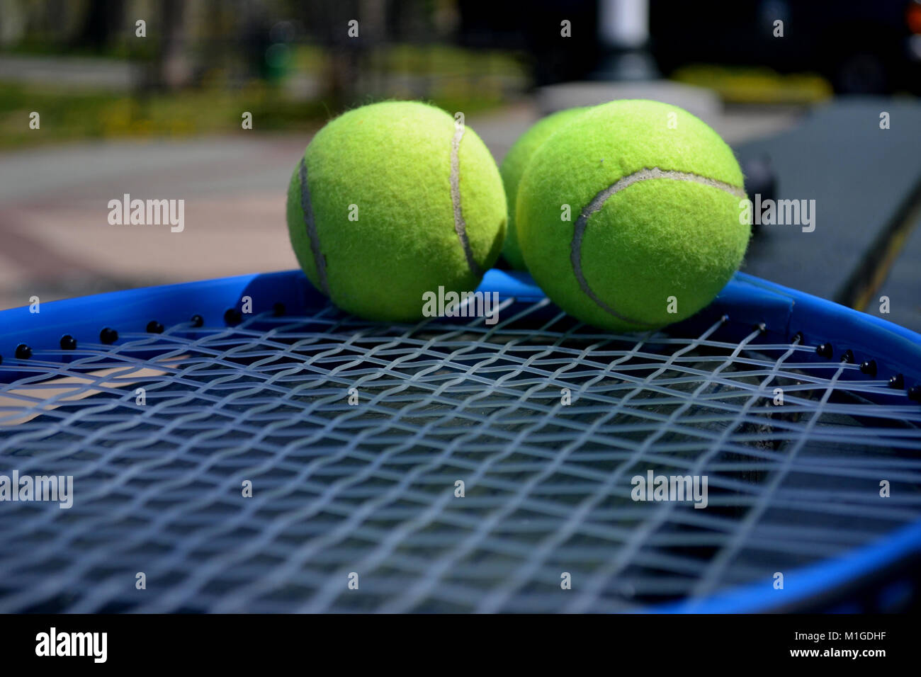 Les balles de tennis & Racket Banque D'Images
