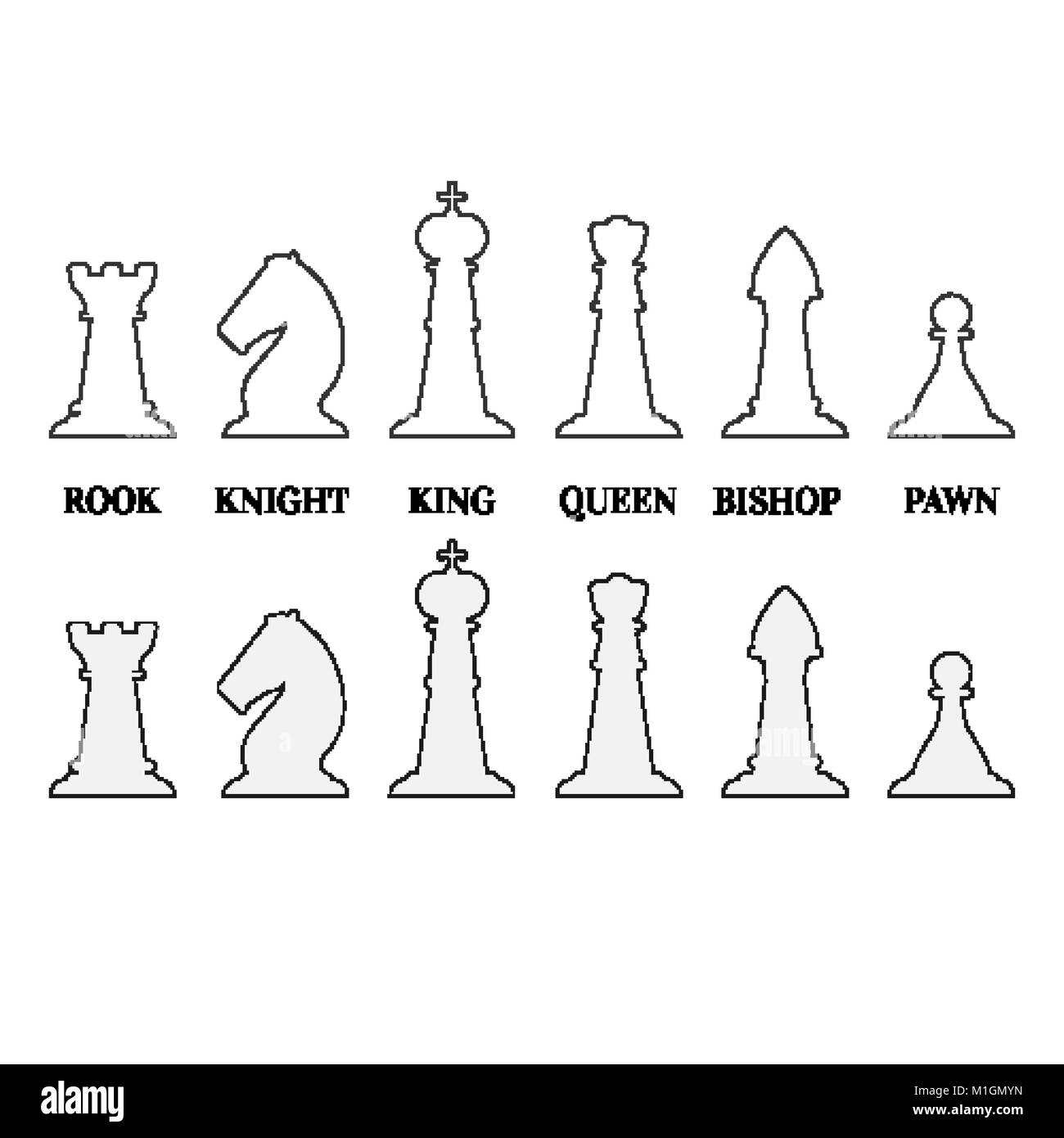 Illustration d'échecs blancs. Chiffres Jeu isolé sur fond blanc Illustration de Vecteur
