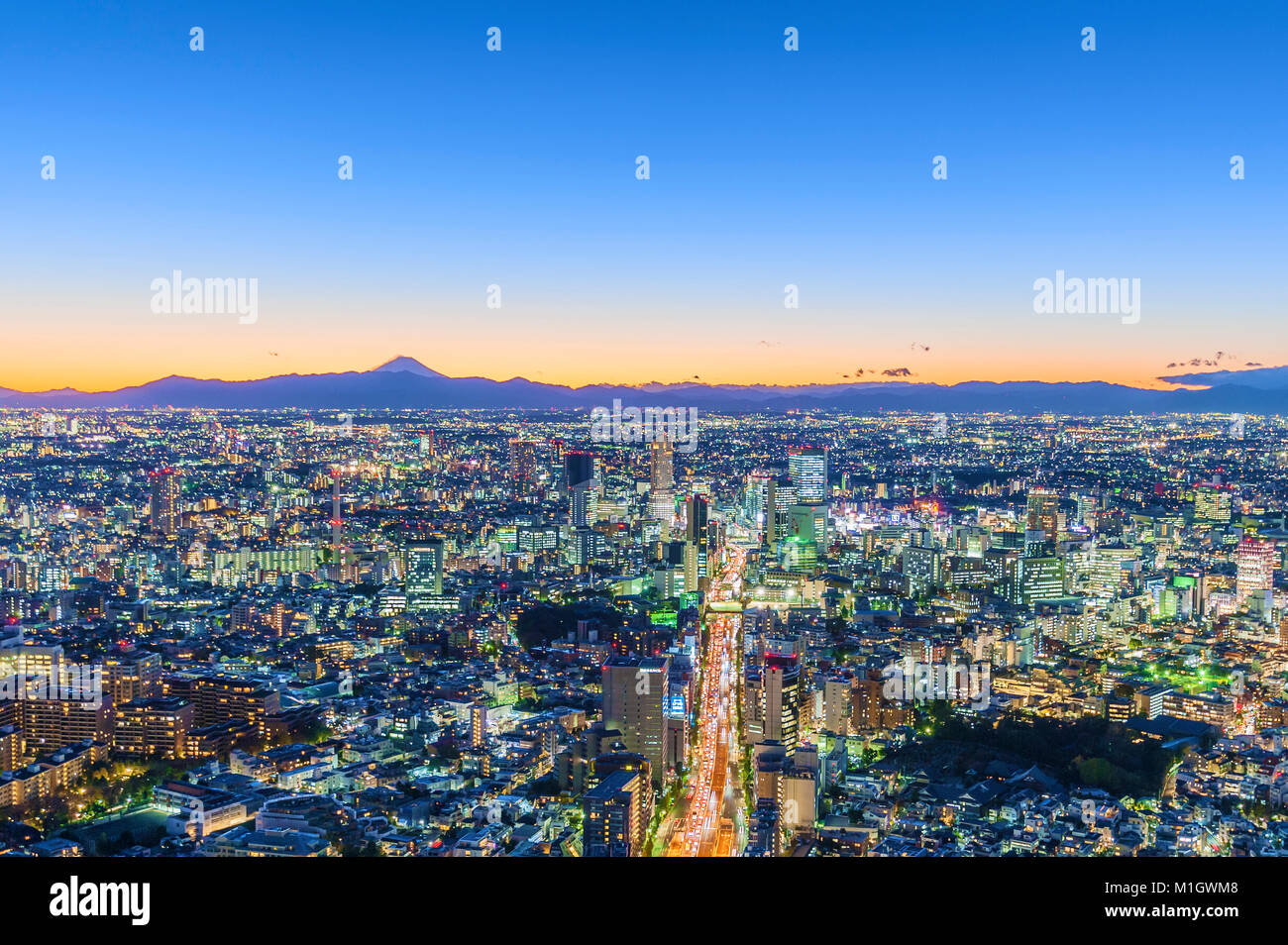 Vue aérienne Rues Tokyo Japon Banque D'Images