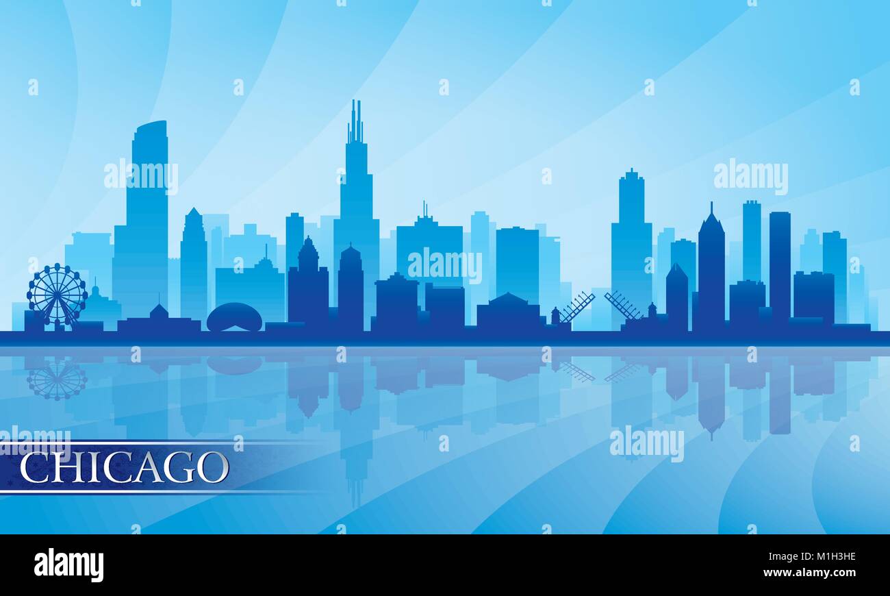 Chicago city skyline silhouette détaillées. Vector illustration Illustration de Vecteur