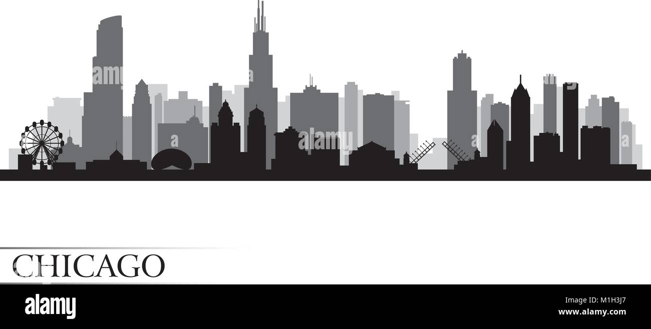 Chicago city skyline silhouette détaillées. Vector illustration Illustration de Vecteur