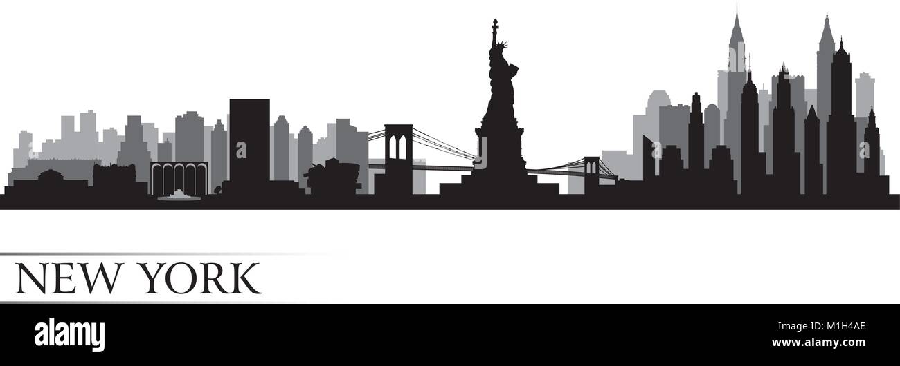 New York city skyline silhouette détaillées. Vector illustration Illustration de Vecteur