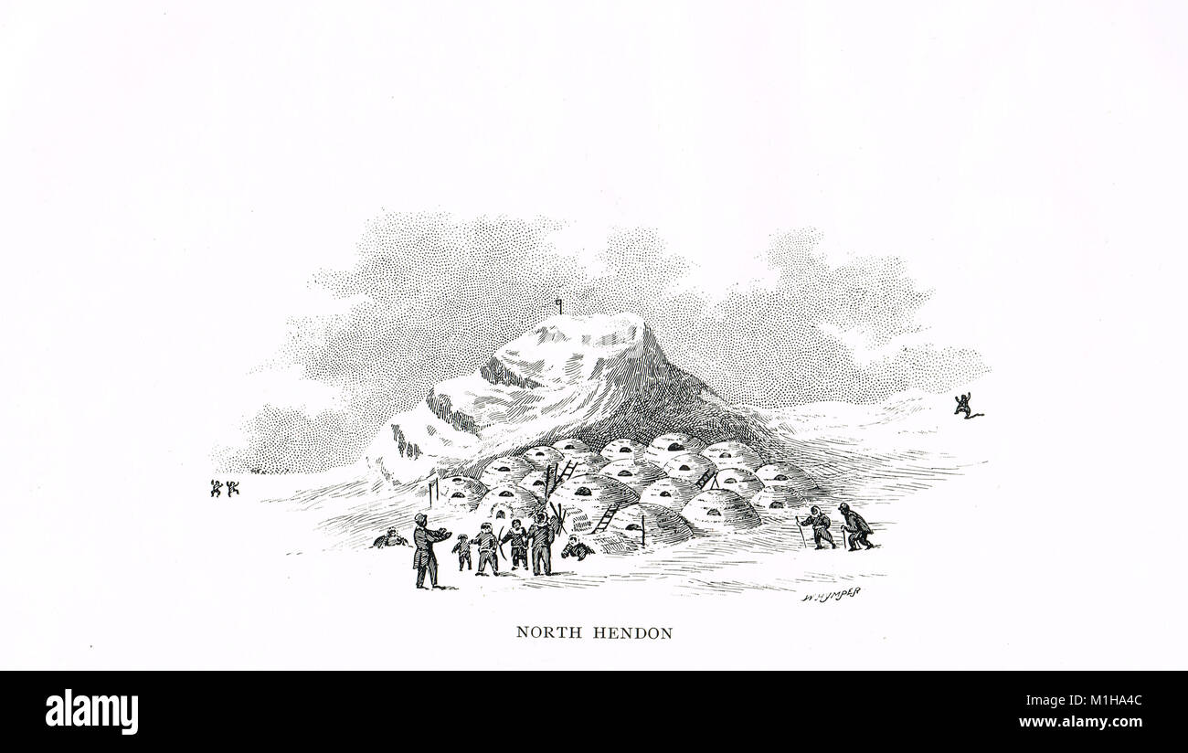 Igloos à Hendon, au nord de la péninsule de Booth, 1829, deuxième expédition arctique de John Ross, 1829-33 Banque D'Images