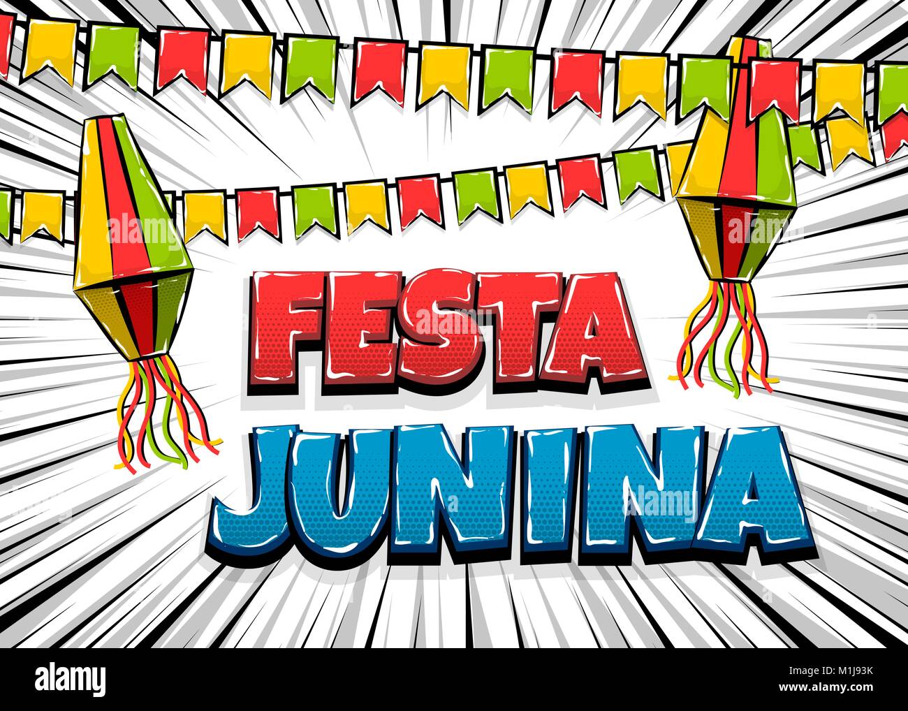 Festa Junina texte comique pop art Illustration de Vecteur