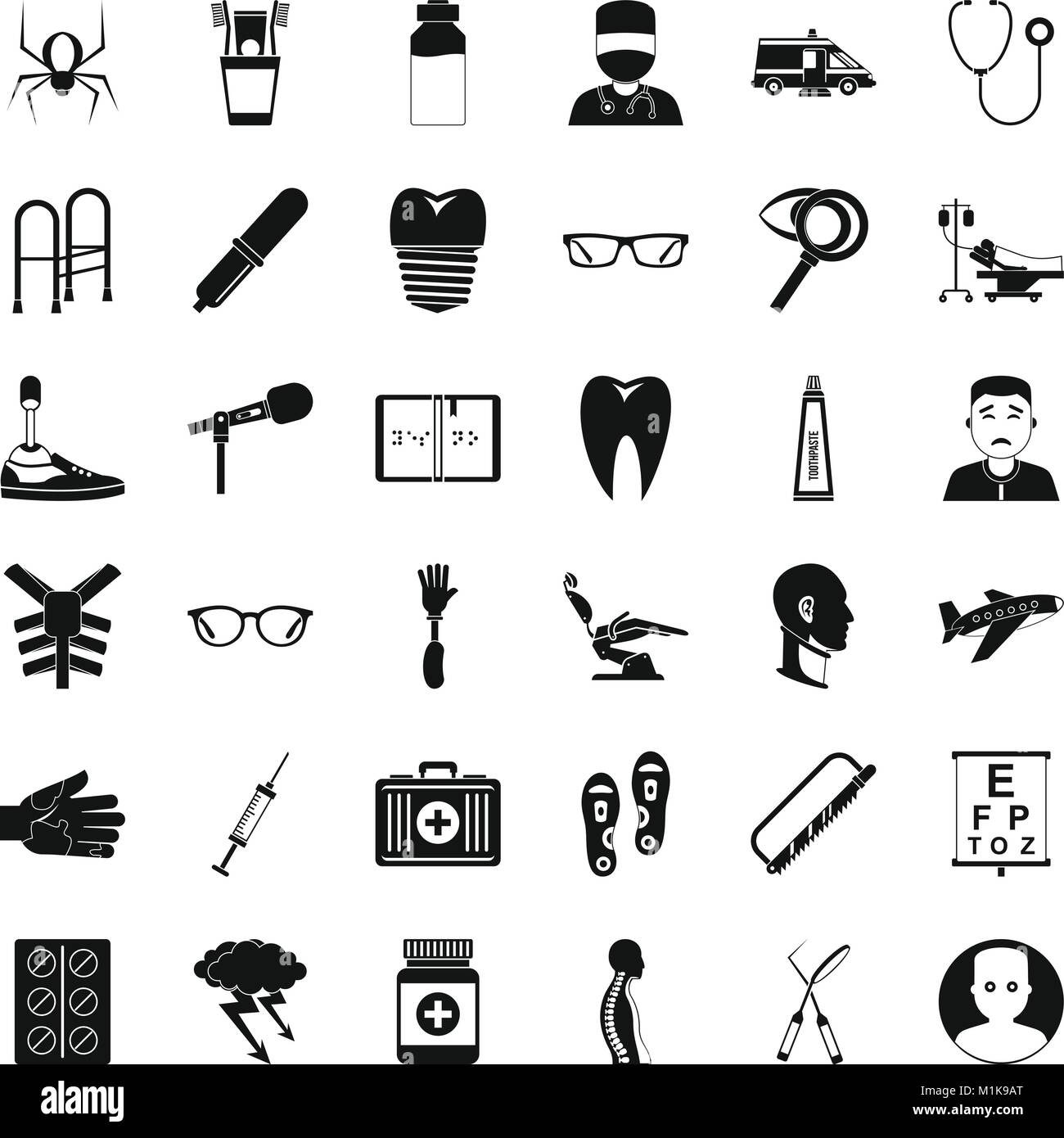 Le traitement médical, le style simple icons set Illustration de Vecteur