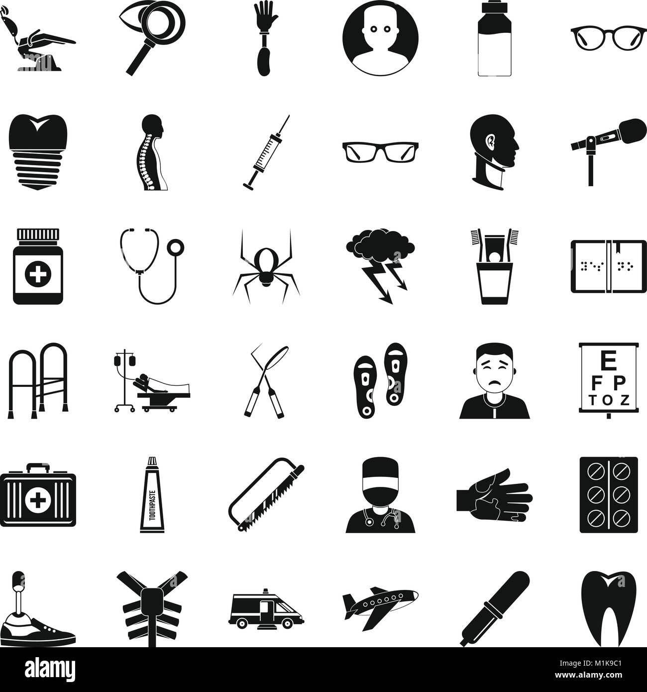 Soins de doctorat icons set, le style simple Illustration de Vecteur