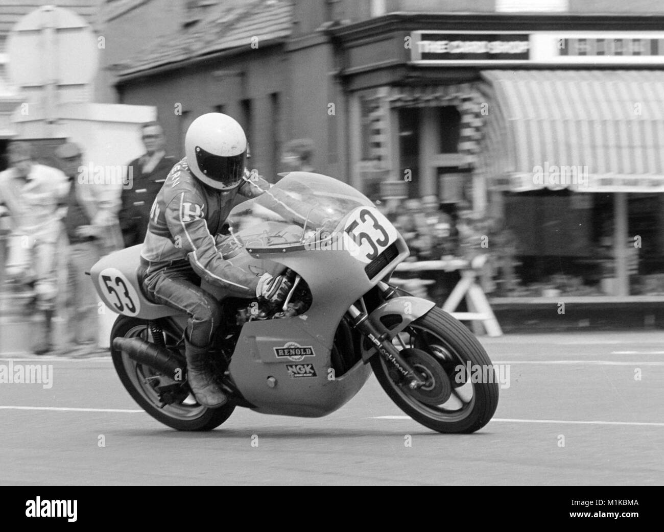 Île de Man TT Classic race, de juin 1982, la place du Parlement, M. Ramsey. Banque D'Images