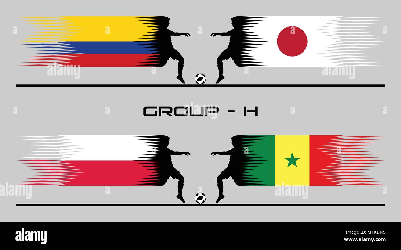 Des matches de football de phase Groupe - H. Le texte converti en contours types n et n'a pas besoin de police. Illustration de Vecteur