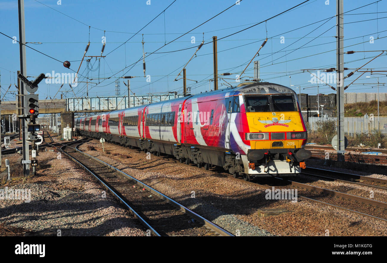 Virgin Express de la côte est du nord de Peterborough chefs loin, Cambridgeshire, Angleterre, RU Banque D'Images