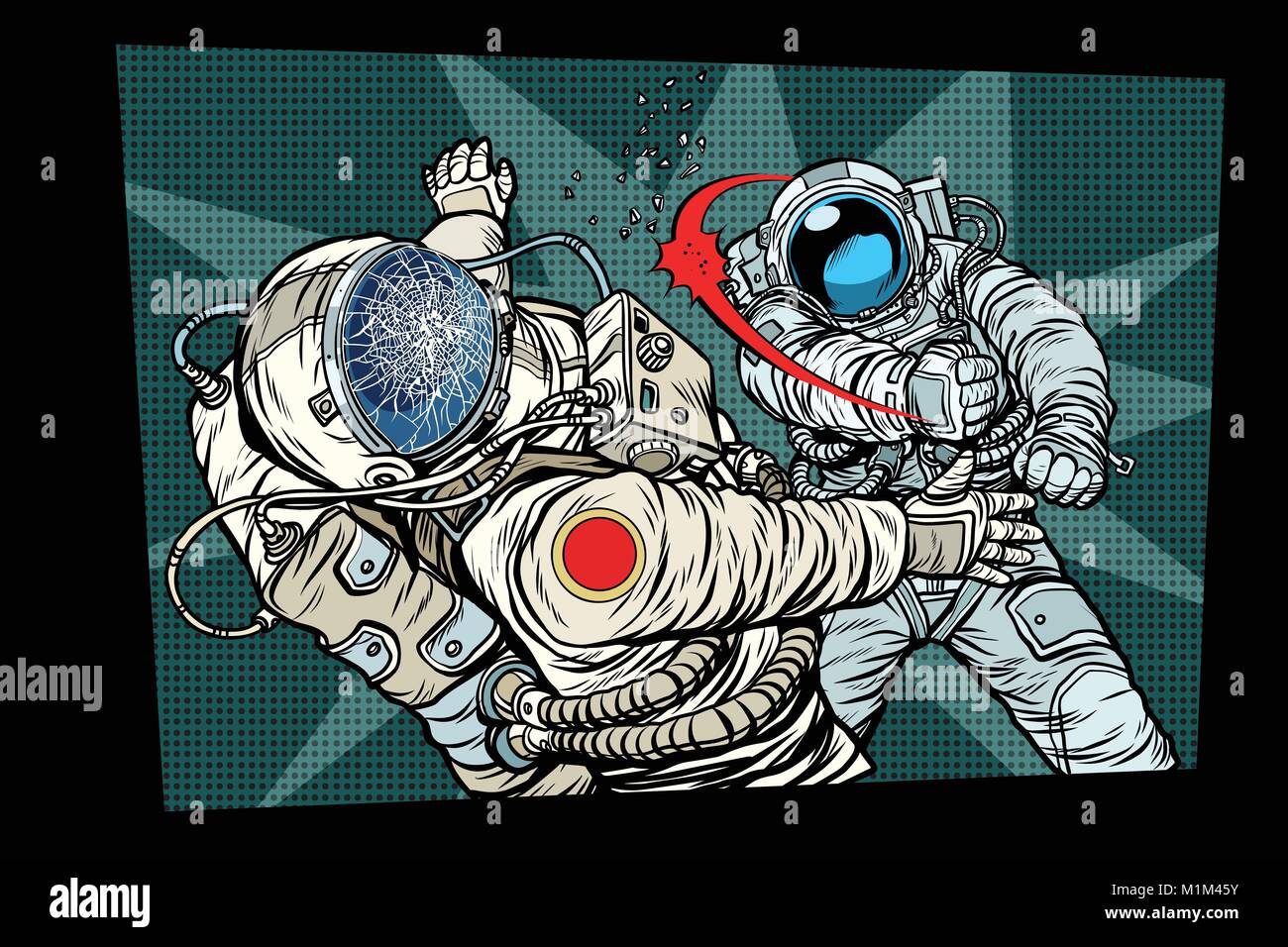 Deux cosmonautes lutter contre la guerre de l'espace Illustration de Vecteur