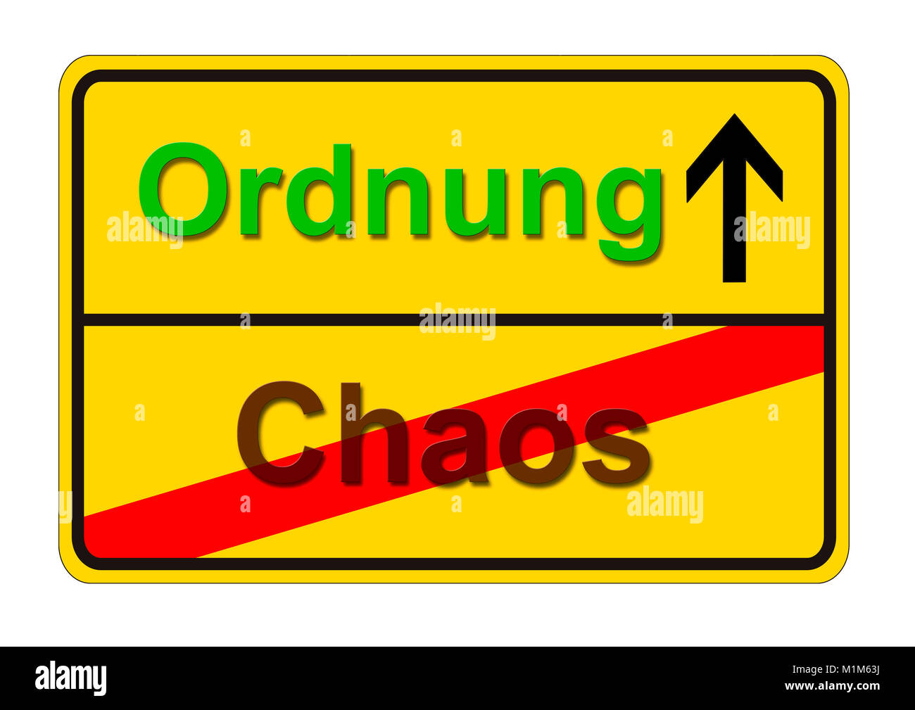 Ortsschild zeigt den Weg von Ordnung zu Chaos Banque D'Images
