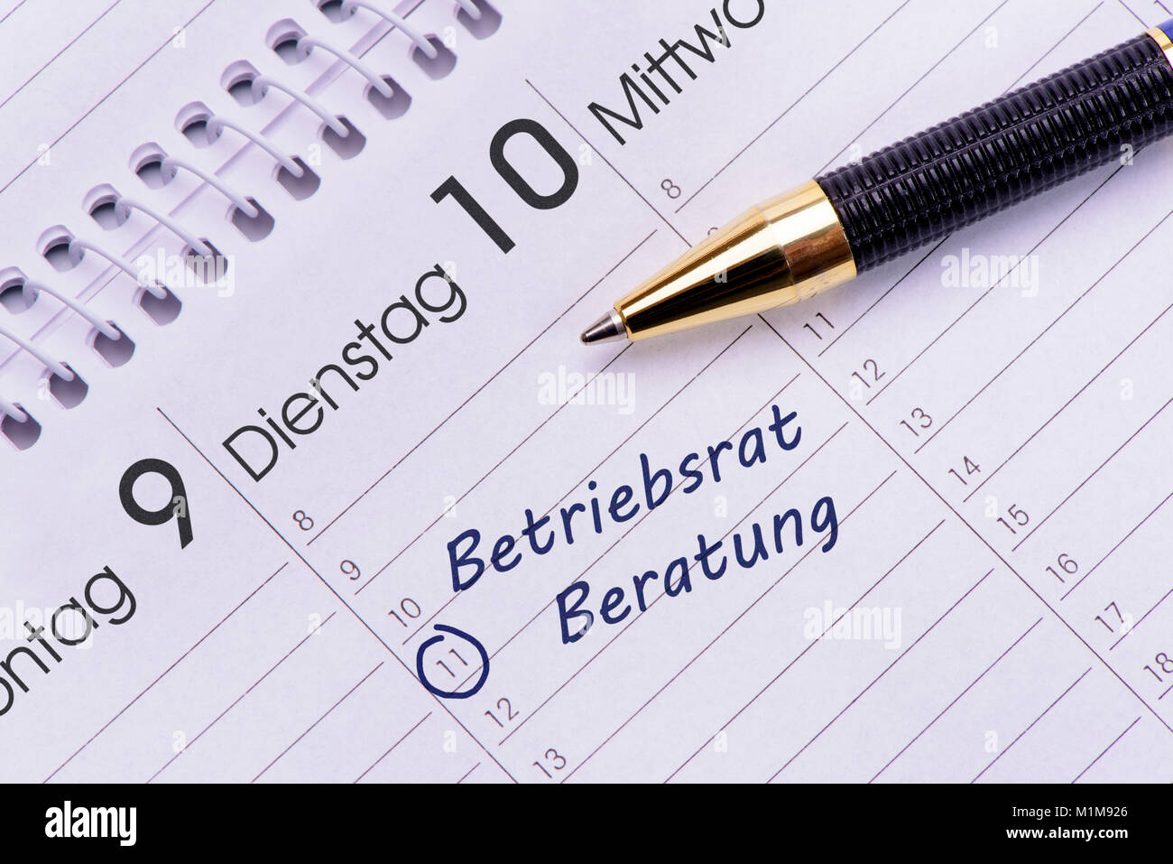 Termin für Beratung bei Betriebsrat im Kalender Banque D'Images