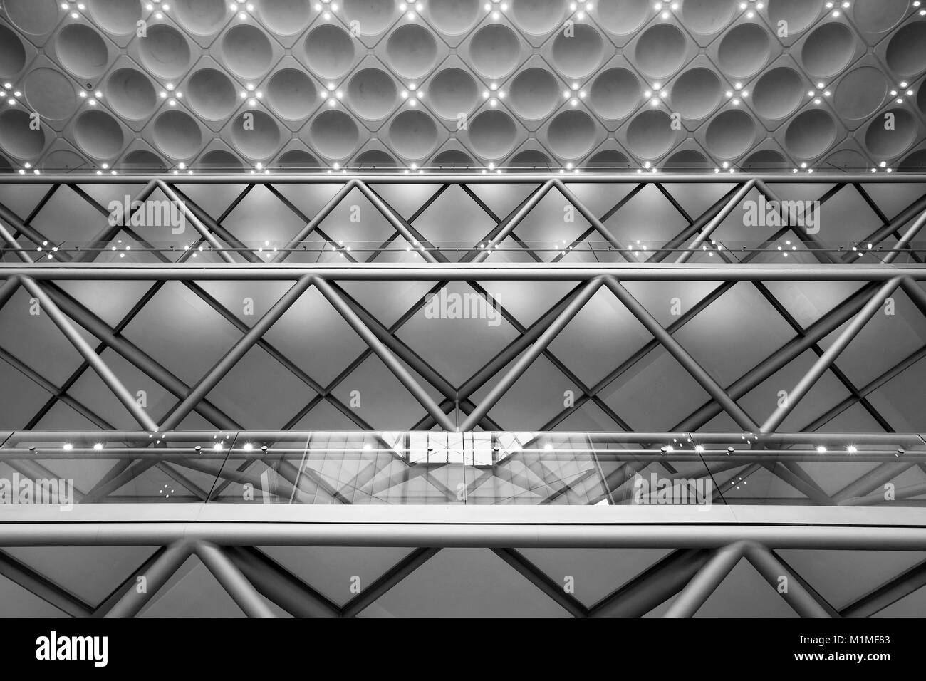 Beau design du Musée d'art islamique construit en 2008 par un architecte I. M. Pei, Doha, Qatar. Grande collection de chefs-d'œuvre de la culture arabe Banque D'Images