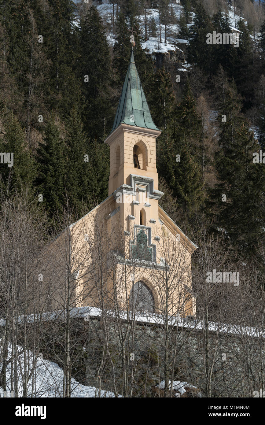 Vallée d'aoste, Italie. Chapelle à Gressoney-Saint-Jean Banque D'Images