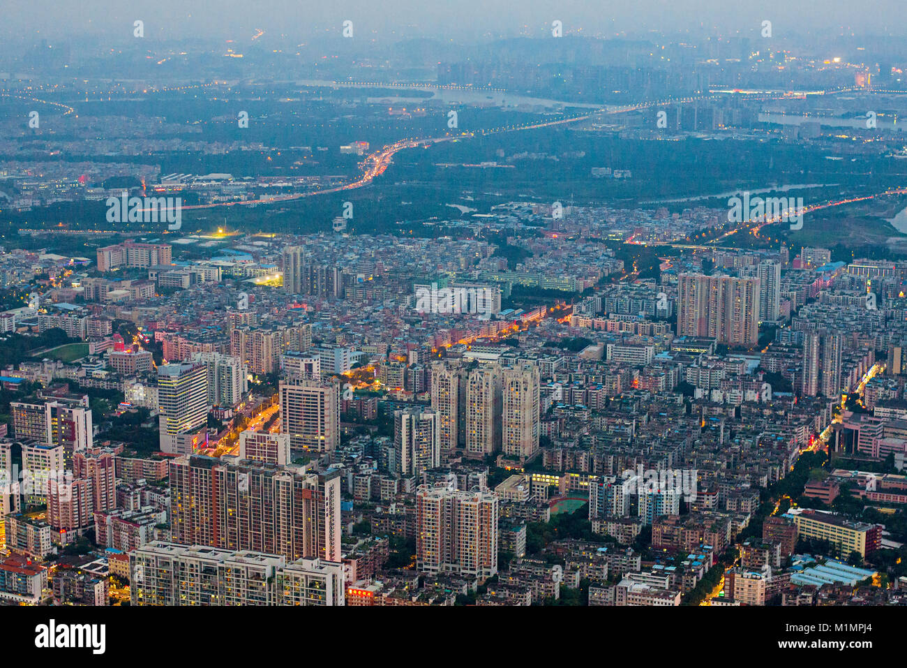 Vue sur le toit des gratte-ciel à Guangzhou, Chine Banque D'Images