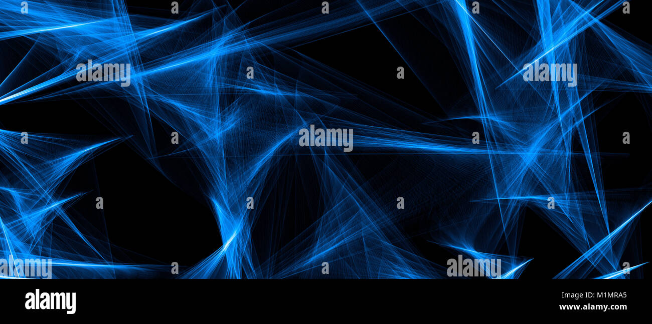 Résumé fond ondulé. Lumière abstraite vague bleue sur fond noir Banque D'Images
