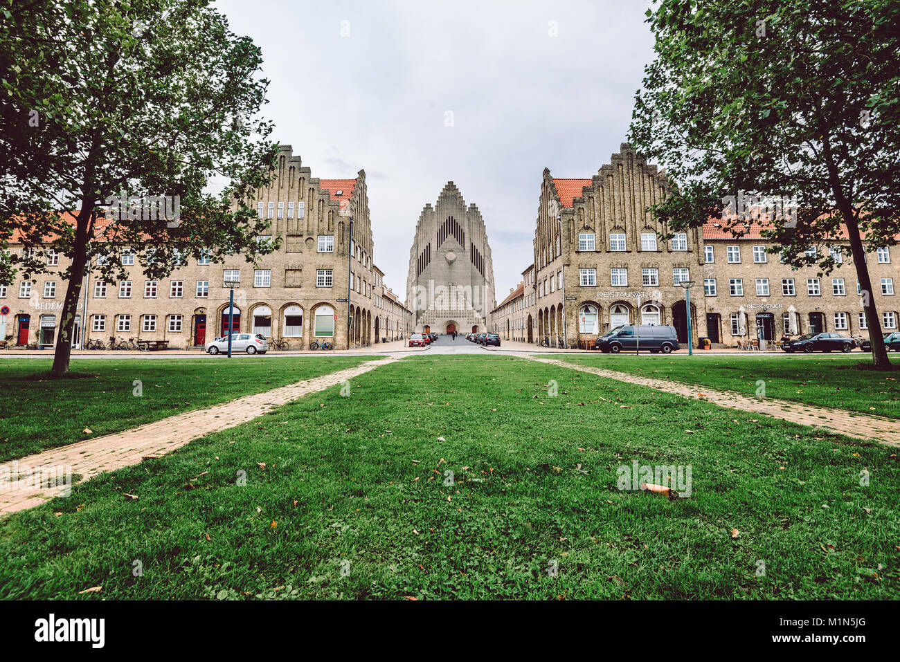 Copenhague, Danemark - septembre, 23th, 2015. L'église de Grundtvig en raison de son architecture particulière c'est l'un des plus célèbres lieux de culte dans le Banque D'Images