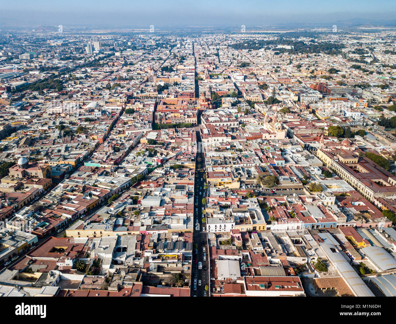 Vue aérienne de la vieille ville, Santiago de Querétaro, Qro Banque D'Images