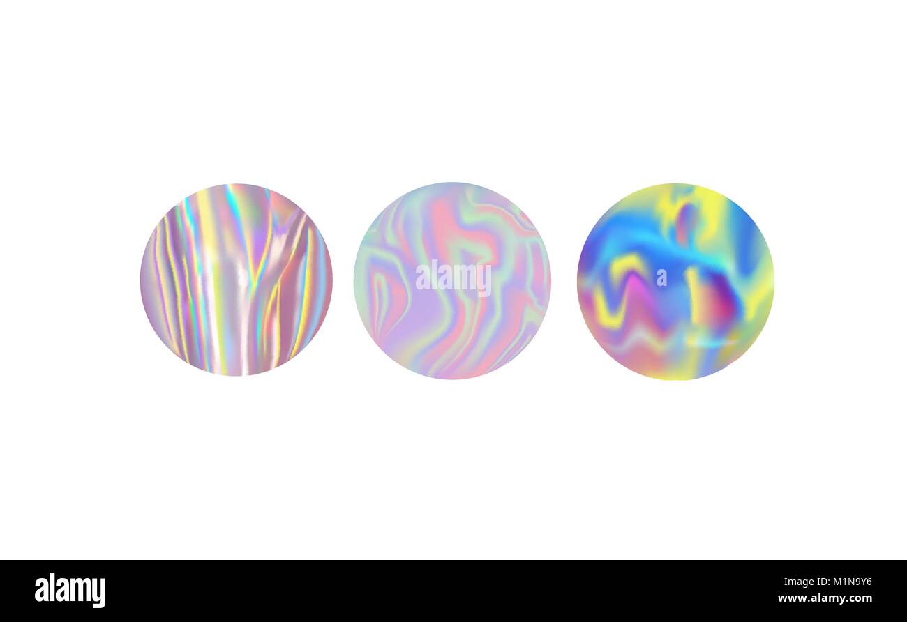Ensemble d'autocollants ronds de couleur très tendance, holographique vector illustration Illustration de Vecteur